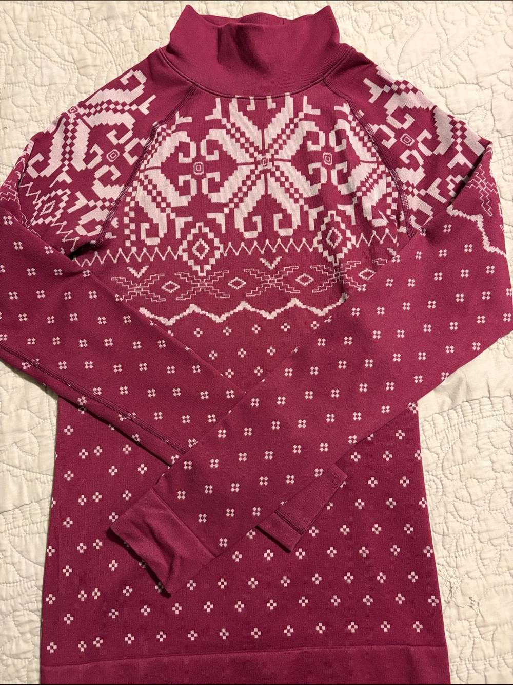 Sweaty Betty Women's Pink Fair Isle Turtleneck Sweater